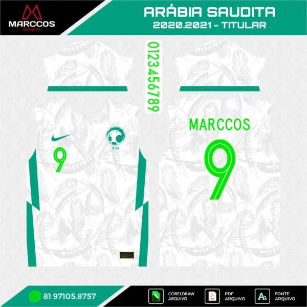 Arte Vetor Camisa Arábia Saudita Titular 2020.2021 Arte Vetor Camisa Arábia Saudita Titular 2020.2021
