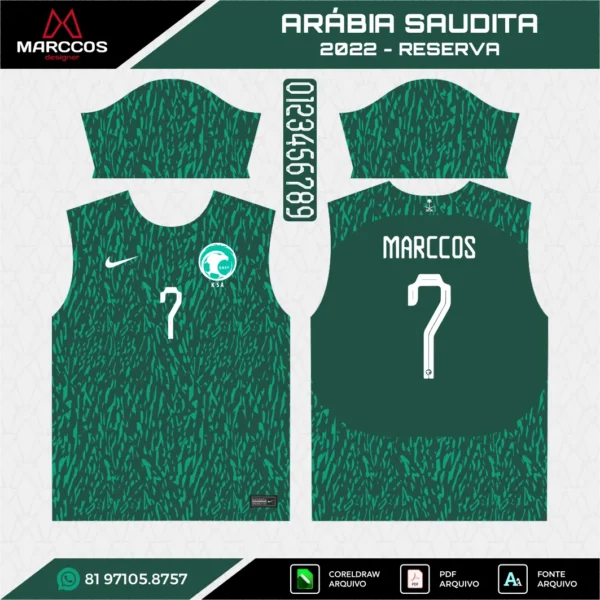 Arte Vetor Camisa Arábia Saudita Reserva 2022 Arte Vetor Camisa Arábia Saudita Reserva 2022