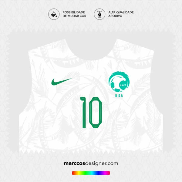 Arte Vetor Camisa Arábia Saudita Titular 2022
