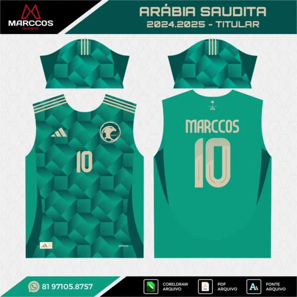 Arte Vetor Camisa Arábia Saudita Titular 2024.2025 Arte Vetor Camisa Arábia Saudita Titular 2024.2025