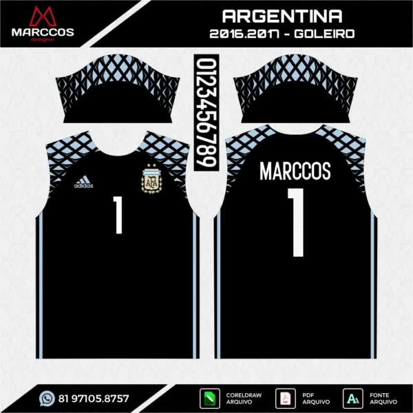Arte Vetor Camisa Argentina Goleiro 2016.2017 Arte Vetor Camisa Argentina Goleiro 2016.2017