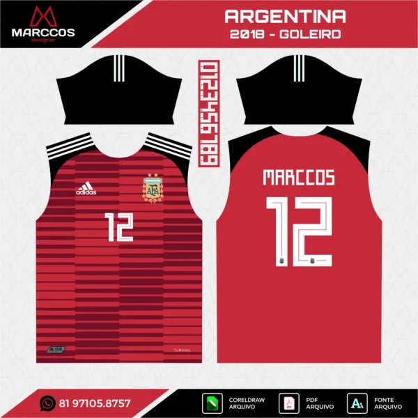 Arte Vetor Camisa Argentina Goleiro 2018 Arte Vetor Camisa Argentina Goleiro 2018