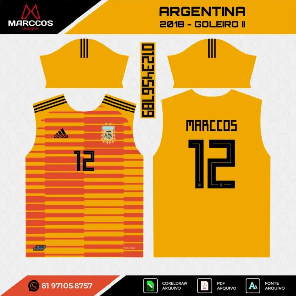 Arte Vetor Camisa Argentina Goleiro 2018 Arte Vetor Camisa Argentina Goleiro 2018