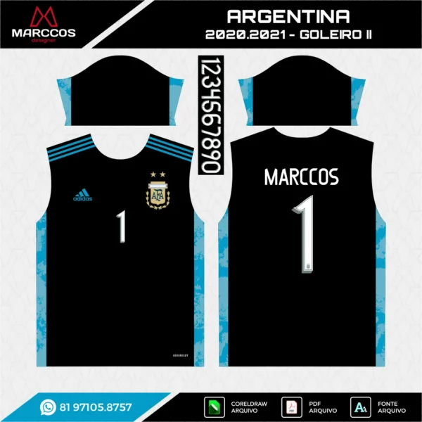 Arte Vetor Camisa Argentina Goleiro 2020.2021 Arte Vetor Camisa Argentina Goleiro 2020.2021