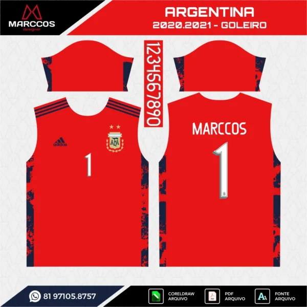 Arte Vetor Camisa Argentina Goleiro 2020.2021 Arte Vetor Camisa Argentina Goleiro 2020.2021