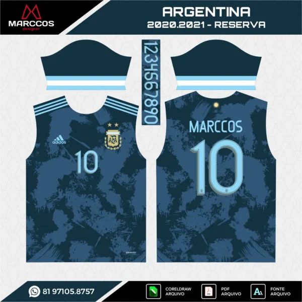 Arte Vetor Camisa Argentina Reserva 2020.2021 Arte Vetor Camisa Argentina Reserva 2020.2021