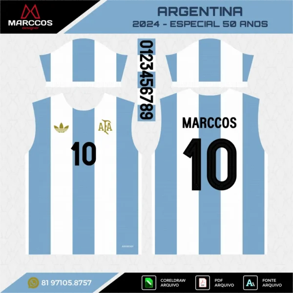 Arte Vetor Camisa Argentina 50 Anos 204 Arte Vetor Camisa Argentina 50 Anos 204