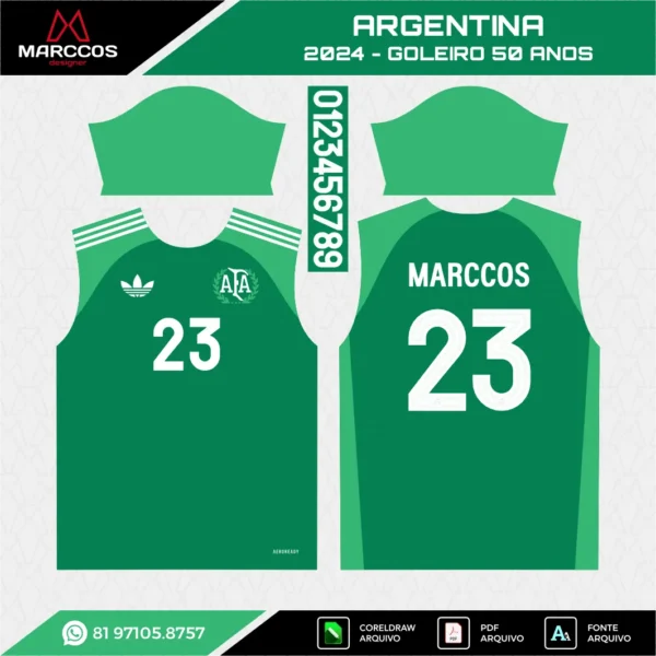 Arte Vetor Camisa Argentina 50 Anos Goleiro 2024 Arte Vetor Camisa Argentina 50 Anos Goleiro 2024