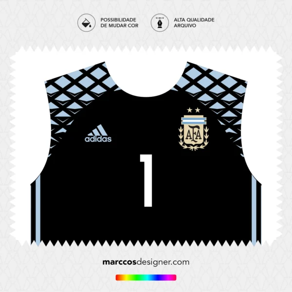 Arte Vetor Camisa Argentina Goleiro 2016.2017
