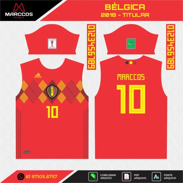 Arte Vetor Camisa Bélgica Titular 2018 Arte Vetor Camisa Bélgica Titular 2018