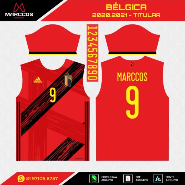 Arte Vetor Camisa Bélgica Titular 2020.2021 Arte Vetor Camisa Bélgica Titular 2020.2021