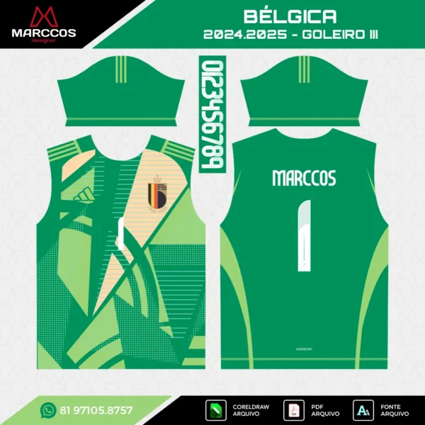 Arte Vetor Camisa Bélgica Goleiro 2024.2025 Arte Vetor Camisa Bélgica Goleiro 2024.2025