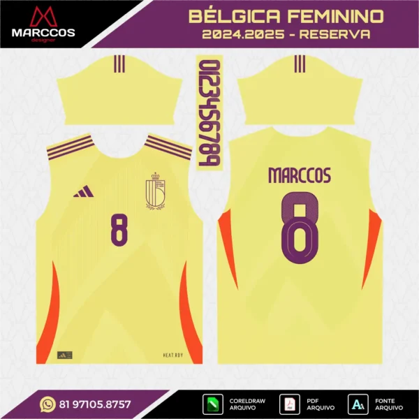 Arte Vetor Camisa Bélgica Feminina Reserva 2024.2025 Arte Vetor Camisa Bélgica Feminina Reserva 2024.2025