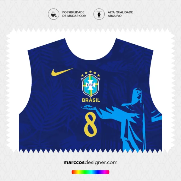 Arte Vetor Camisa Brasil Cristo Blue