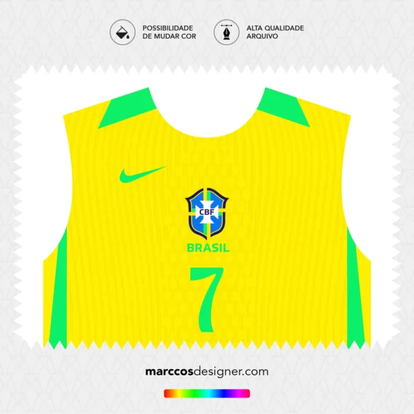 Arte Vetor Camisa Brasil Feminina Titular 2025.2026