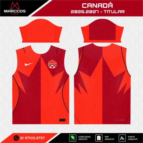 Arte Vetor Camisa Canadá Titular 2026.2027 Arte Vetor Camisa Canadá Titular 2026.2027