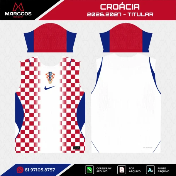 Arte Vetor Camisa Croácia Titular 2026.2027 Arte Vetor Camisa Croácia Titular 2026.2027
