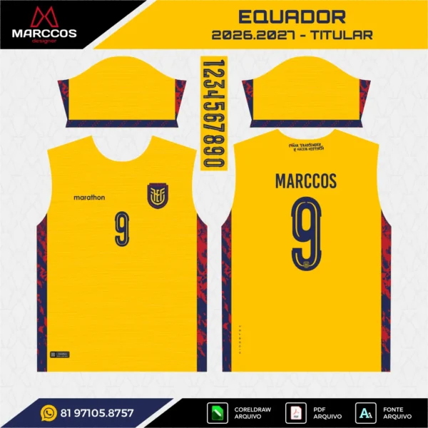 Arte Vetor Camisa Equador Titular 2026.2027 Arte Vetor Camisa Equador Titular 2026.2027