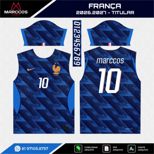 Arte Vetor Camisa França Titular 2026.2027