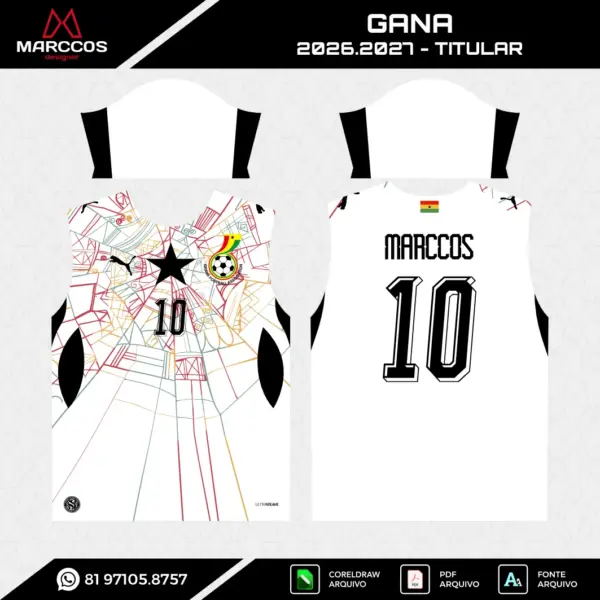 Arte Vetor Camisa Gana Titular 2026.2027 Arte Vetor Camisa Gana Titular 2026.2027