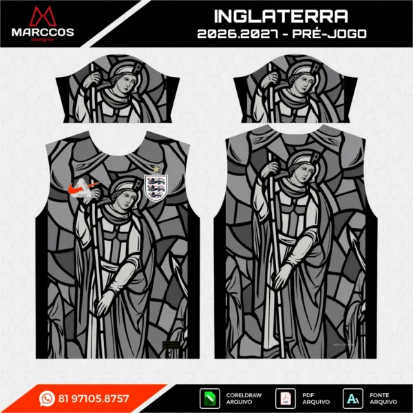 Arte Vetor Camisa Inglaterra Pré-Jogo 2026.2027 Arte Vetor Camisa Inglaterra Pré-Jogo 2026.2027