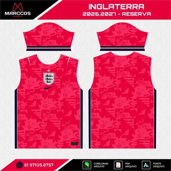 Arte Vetor Camisa Inglaterra Reserva 2026.2027 Arte Vetor Camisa Inglaterra Reserva 2026.2027