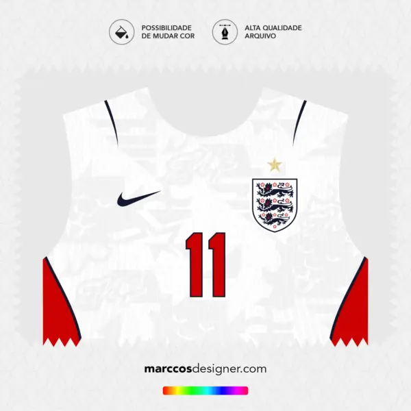 Arte Vetor Camisa Inglaterra Titular 2026.2027