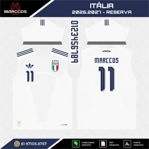 Arte Vetor Camisa Itália Reserva 2026.2027 Arte Vetor Camisa Itália Reserva 2026.2027