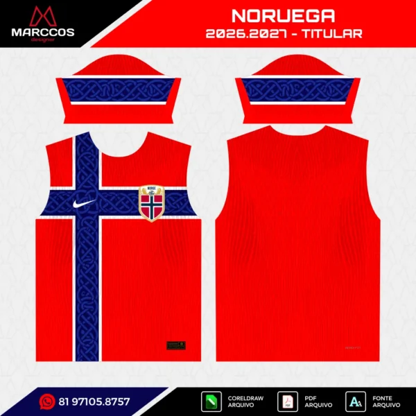 Arte Vetor Camisa Noruega Titular 2026.2027 Arte Vetor Camisa Noruega Titular 2026.2027