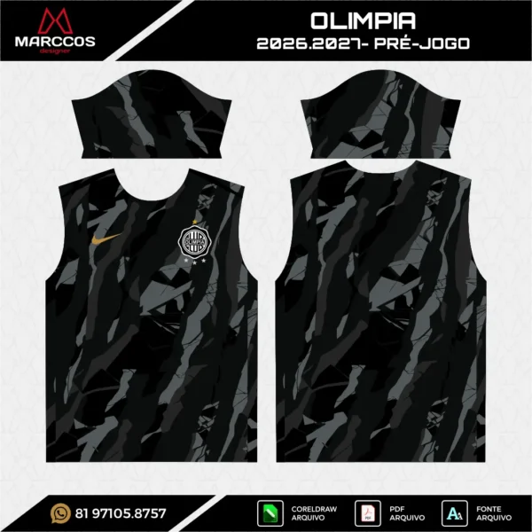Arte Vetor Camisa Olimpia Pré-Jogo 2026.2027 Arte Vetor Camisa Olimpia Pré-Jogo 2026.2027