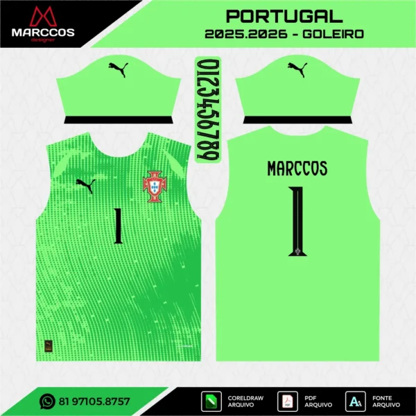 Arte Vetor Camisa Portugal Goleiro 2025.2026 Arte Vetor Camisa Portugal Goleiro 2025.2026