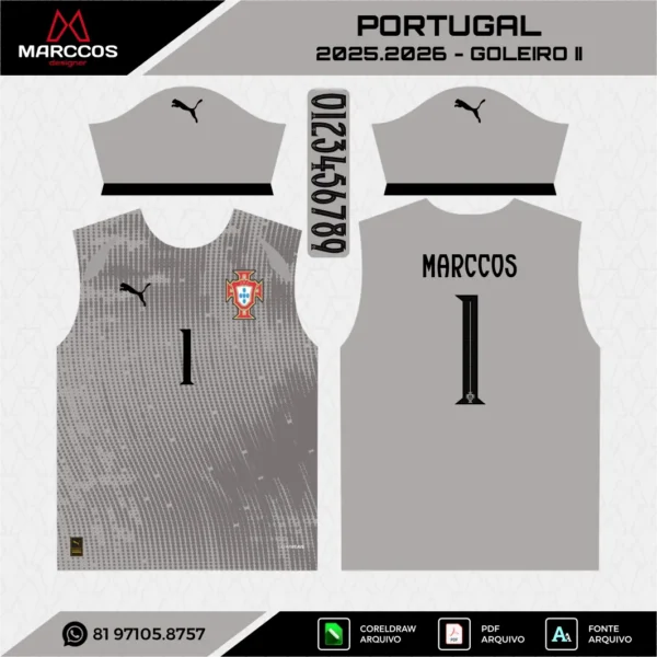 Arte Vetor Camisa Portugal Goleiro 2025.2026 Arte Vetor Camisa Portugal Goleiro 2025.2026