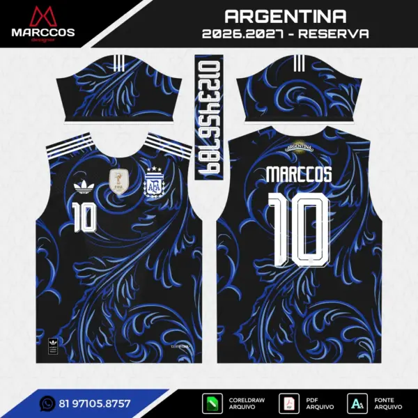 Arte Vetor Camisa Argentina Reserva 2026.2027