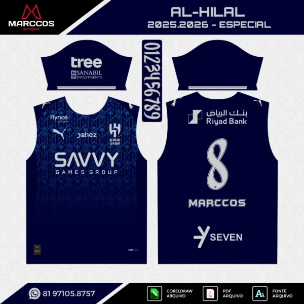 Arte Vetor Camisa Al-Hilal Especial 2025.2026 Arte Vetor Camisa Al-Hilal Especial 2025.2026