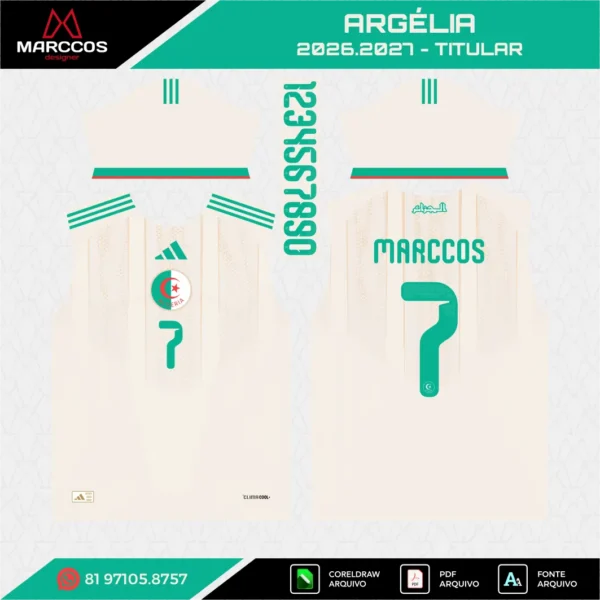 Arte Vetor Camisa Argélia Titular 2026.2027 Arte Vetor Camisa Argélia Titular 2026.2027