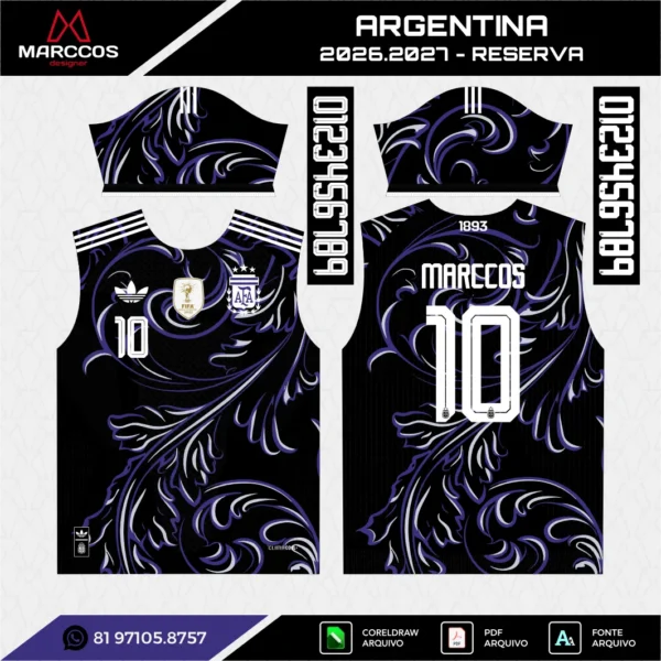 Arte Vetor Camisa Argentina Reserva 2026.2027 Arte Vetor Camisa Argentina Reserva 2026.2027