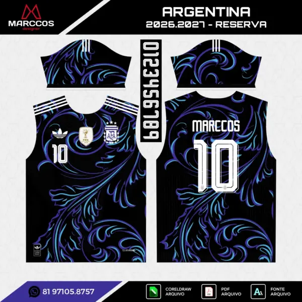 Arte Vetor Camisa Argentina Reserva 2026.2027