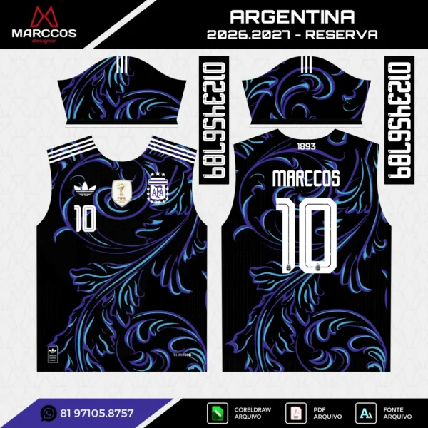 Arte Vetor Camisa Argentina Reserva 2026.2027 Arte Vetor Camisa Argentina Reserva 2026.2027