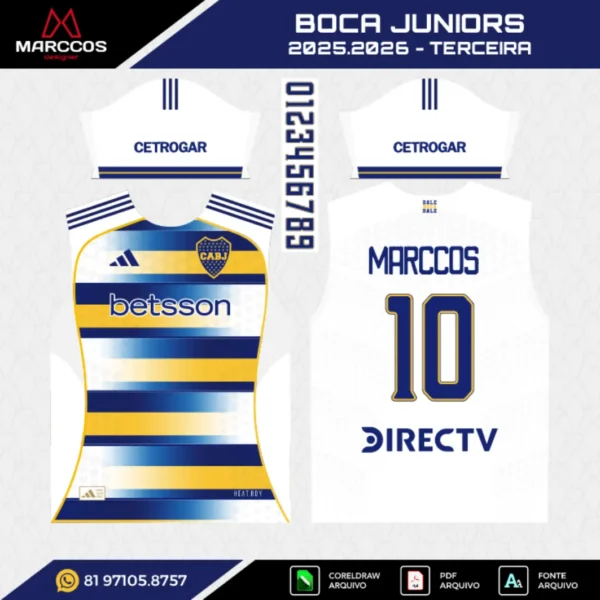 Arte Vetor Terceira Camisa Boca Juniors 2026.2027 Arte Vetor Terceira Camisa Boca Juniors 2026.2027