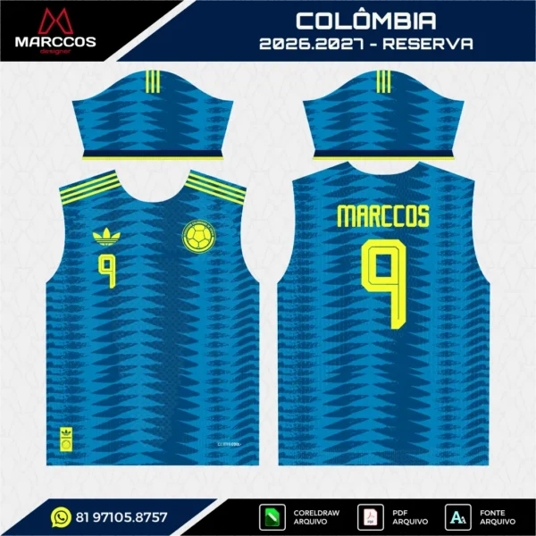 Arte Vetor Camisa Colômbia Reserva 2026.2027 Arte Vetor Camisa Colômbia Reserva 2026.2027