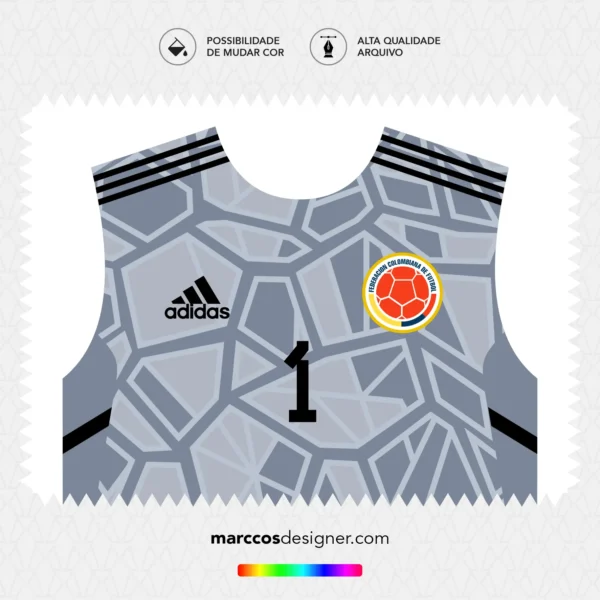 Arte Vetor Camisa Colômbia Goleiro 2022.2023