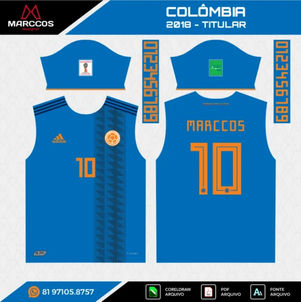 Arte Vetor Camisa Colômbia Reserva 2018 Arte Vetor Camisa Colômbia Reserva 2018