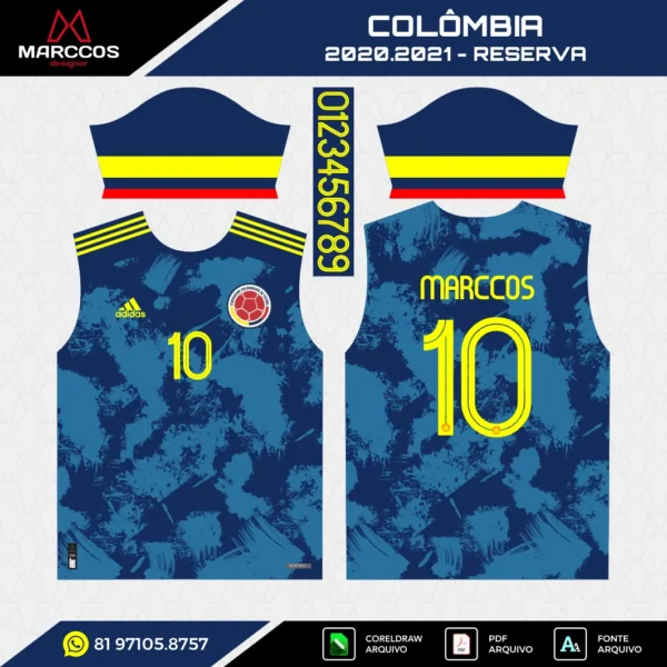 Arte Vetor Camisa Colômbia Reserva 2020.2021 Arte Vetor Camisa Colômbia Reserva 2020.2021