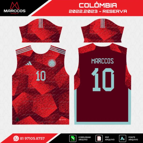 Arte Vetor Camisa Colômbia Reserva 2022.2023 Arte Vetor Camisa Colômbia Reserva 2022.2023