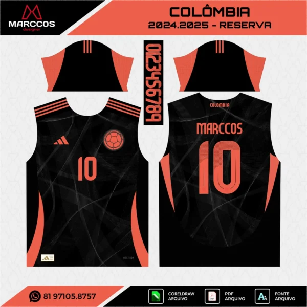 Arte Vetor Camisa Colômbia Reserva 2024.2025 Arte Vetor Camisa Colômbia Reserva 2024.2025