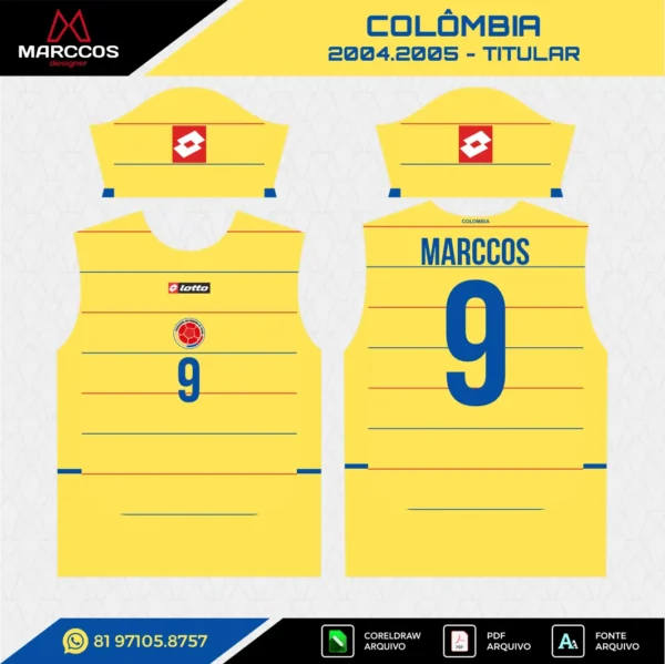 Arte Vetor Camisa Colômbia Titular 2004.2006 Arte Vetor Camisa Colômbia Titular 2004.2006