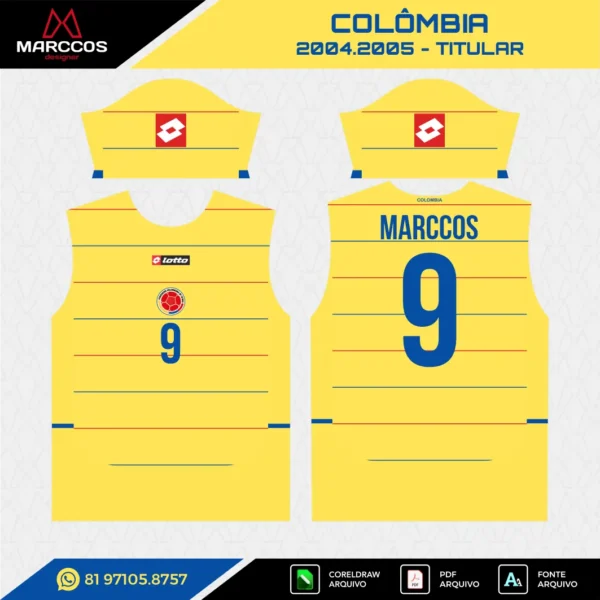 Arte Vetor Camisa Colômbia Titular 2004.2006 Arte Vetor Camisa Colômbia Titular 2004.2006