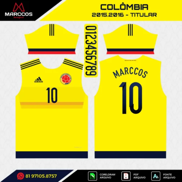 Arte Vetor Camisa Colômbia Titular 2015.2016 Arte Vetor Camisa Colômbia Titular 2015.2016