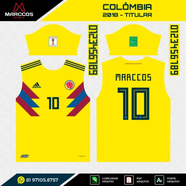 Arte Vetor Camisa Colômbia Titular 2018 Arte Vetor Camisa Colômbia Titular 2018