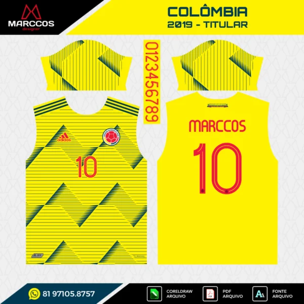 Arte Vetor Camisa Colômbia Titular 2019 Arte Vetor Camisa Colômbia Titular 2019